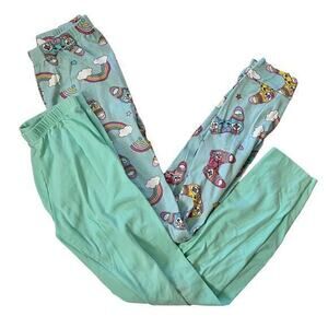 Bundle 2 Girls XL Leggings: Children's Place Rainbow Video Game, Cat & Jack Aqua